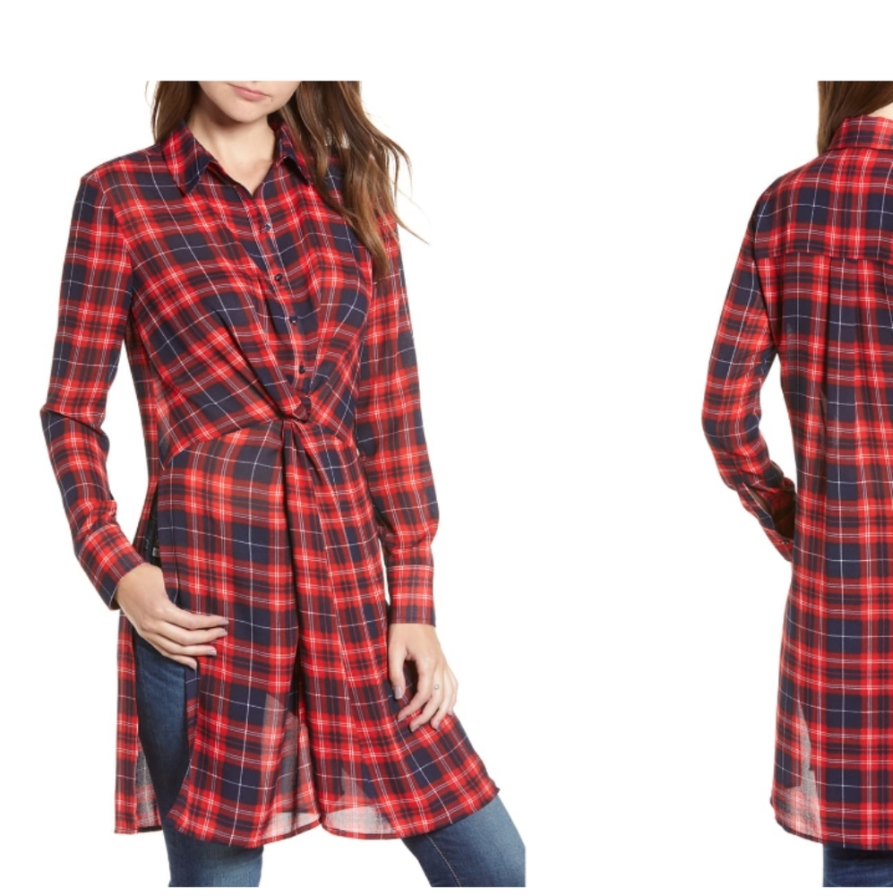 Side-splitting tummy knot tunic